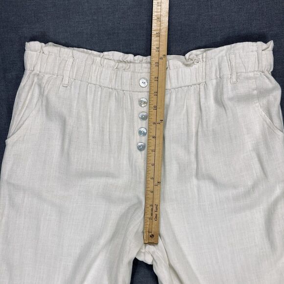 Ruby Rd Capri Pants Sz LP Ivory Elastic Waist Pockets Cottage Core Beachy Casual - Picture 10 of 13